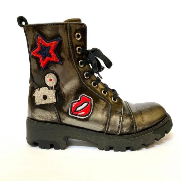 Ermanno Scervino Junior Combat Boot Patches 33 - Picture 5 of 13